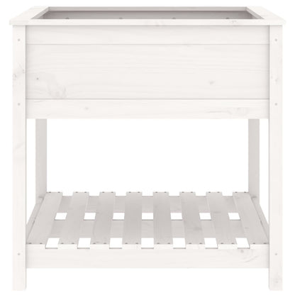 Pflanzkübel mit Ablage Weiß 82,5x82,5x81 cm Massivholz Kiefer - Pazzar.ch