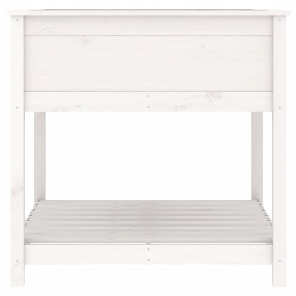 Pflanzkübel mit Ablage Weiß 82,5x82,5x81 cm Massivholz Kiefer