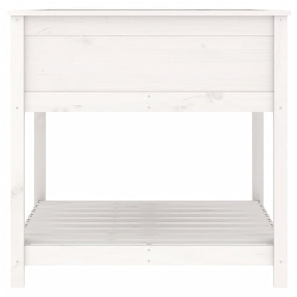 Pflanzkübel mit Ablage Weiß 82,5x82,5x81 cm Massivholz Kiefer - Pazzar.ch