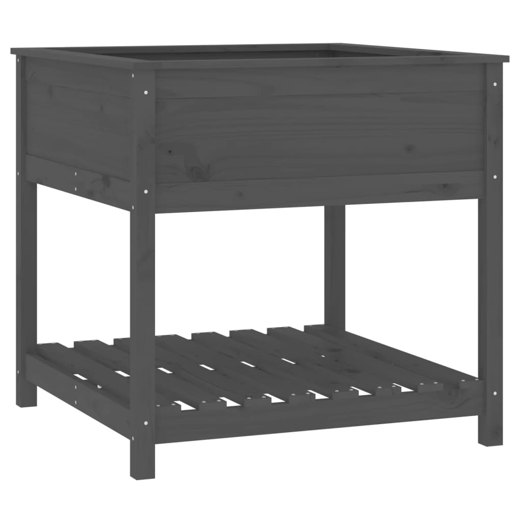 Pflanzkübel mit Ablage Grau 82,5x82,5x81 cm Massivholz Kiefer - Pazzar.ch