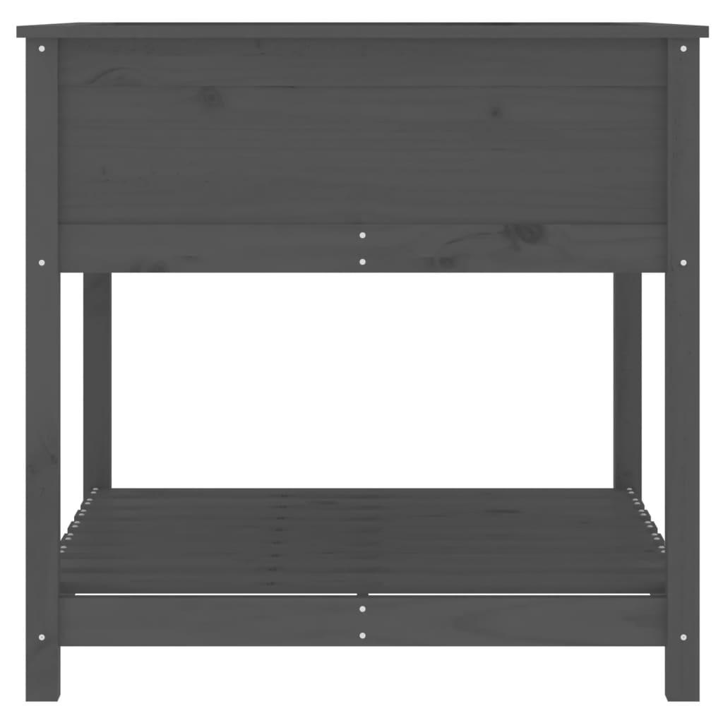 Pflanzkübel mit Ablage Grau 82,5x82,5x81 cm Massivholz Kiefer - Pazzar.ch