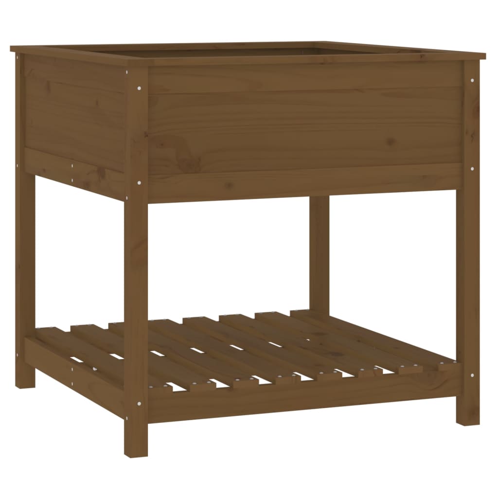 Pflanzkübel mit Ablage Honigbraun 82,5x82,5x81 cm Kiefernholz - Pazzar.ch