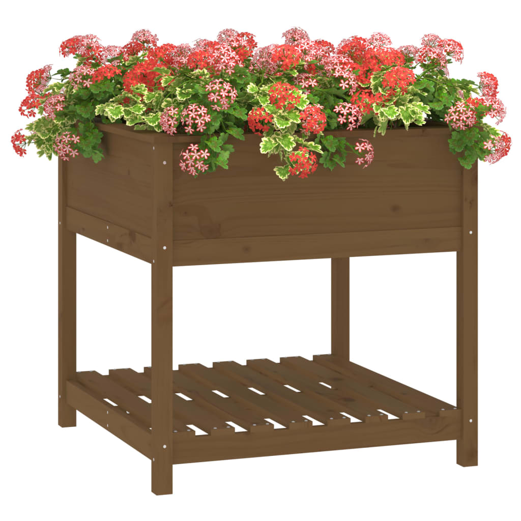 Pflanzkübel mit Ablage Honigbraun 82,5x82,5x81 cm Kiefernholz - Pazzar.ch