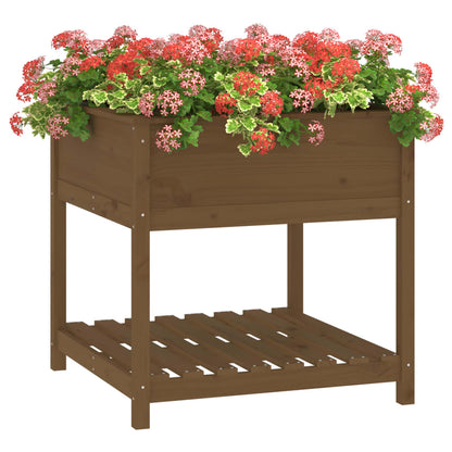 Pflanzkübel mit Ablage Honigbraun 82,5x82,5x81 cm Kiefernholz - Pazzar.ch