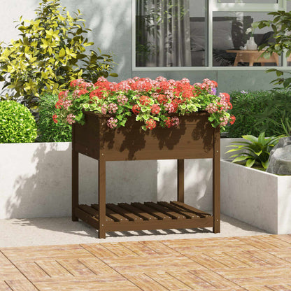 Pflanzkübel mit Ablage Honigbraun 82,5x82,5x81 cm Kiefernholz - Pazzar.ch