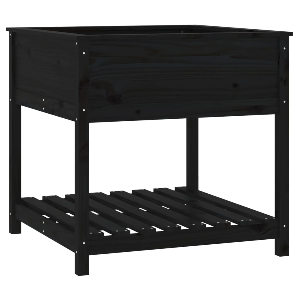 Pflanzkübel mit Ablage Schwarz 82,5x82,5x81cm Massivholz Kiefer - Pazzar.ch