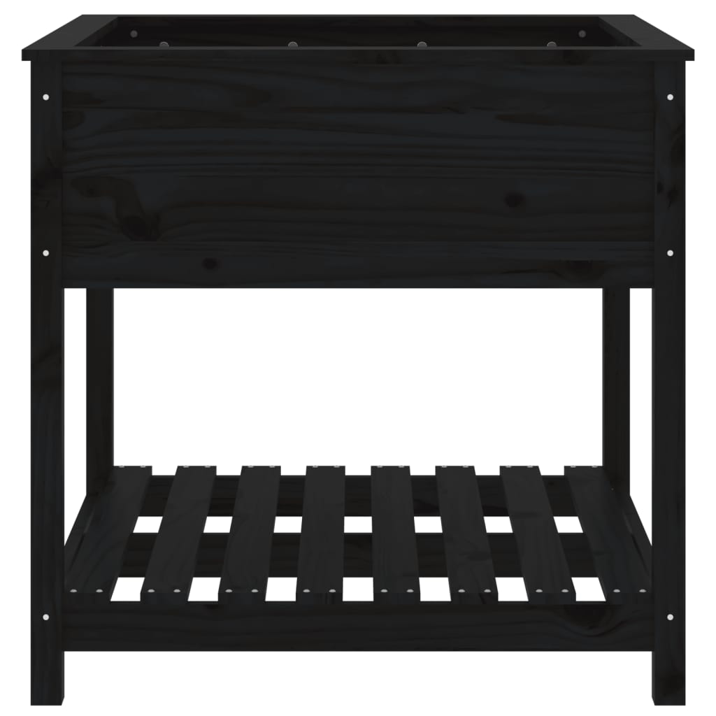 Pflanzkübel mit Ablage Schwarz 82,5x82,5x81cm Massivholz Kiefer - Pazzar.ch