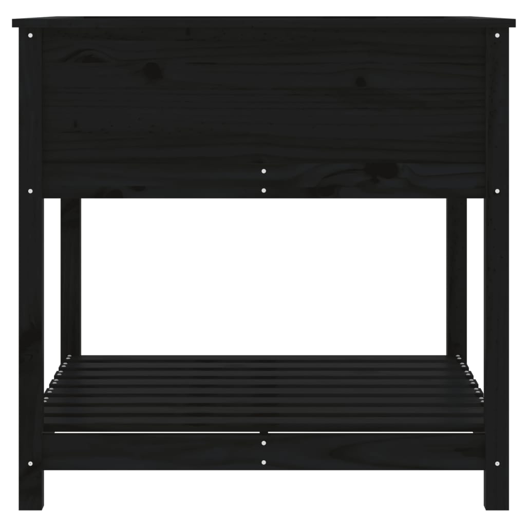 Pflanzkübel mit Ablage Schwarz 82,5x82,5x81cm Massivholz Kiefer - Pazzar.ch