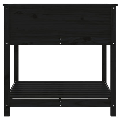 Pflanzkübel mit Ablage Schwarz 82,5x82,5x81cm Massivholz Kiefer - Pazzar.ch