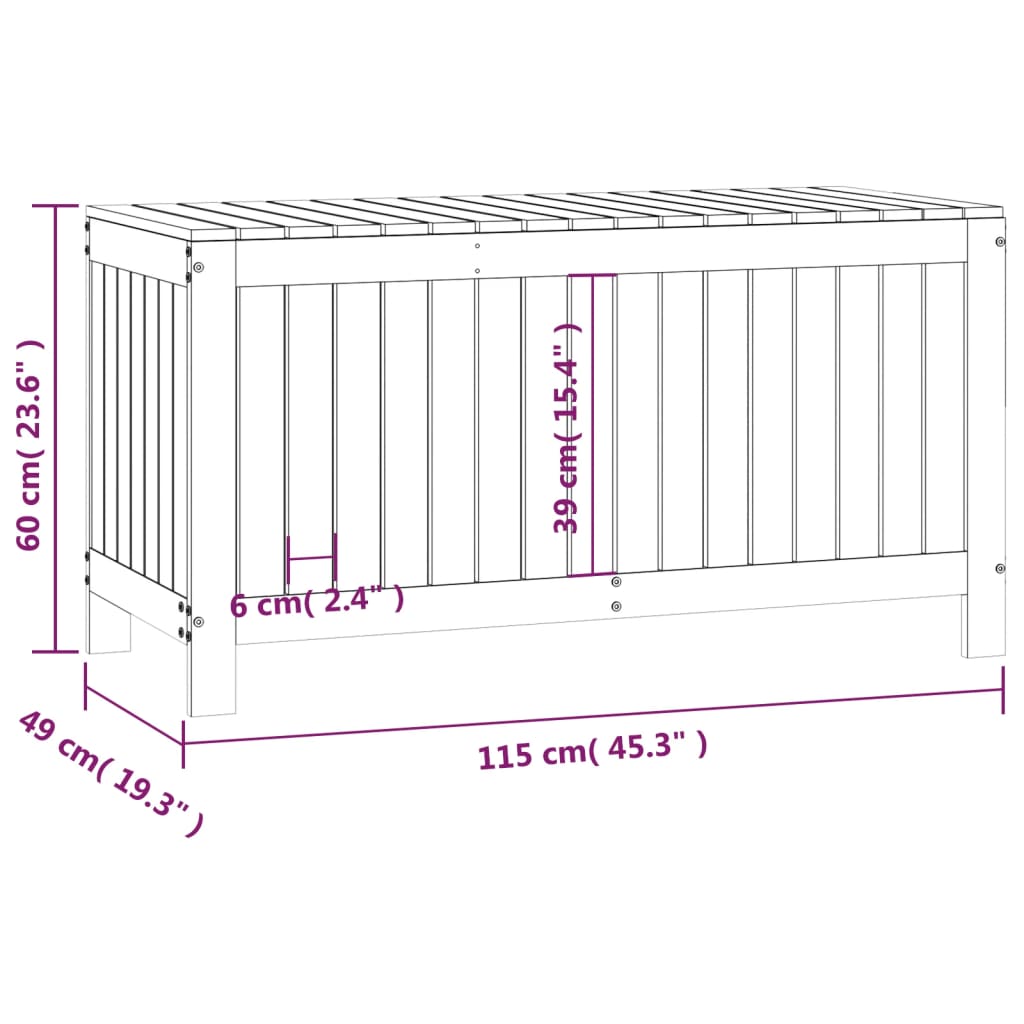 Gartentruhe Honigbraun 115x49x60 cm Massivholz Kiefer - Pazzar.ch