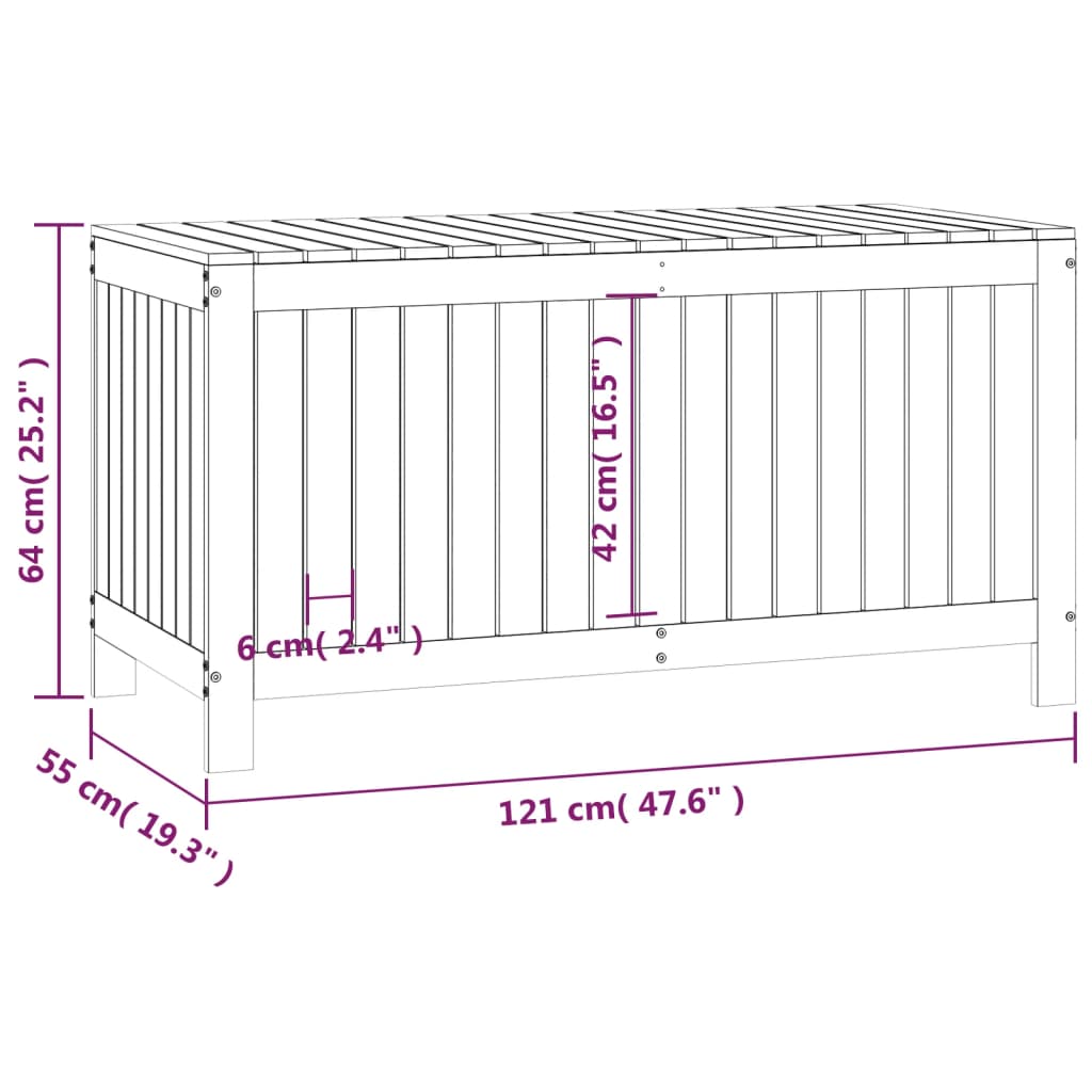 Gartentruhe Grau 121x55x64 cm Massivholz Kiefer - Pazzar.ch