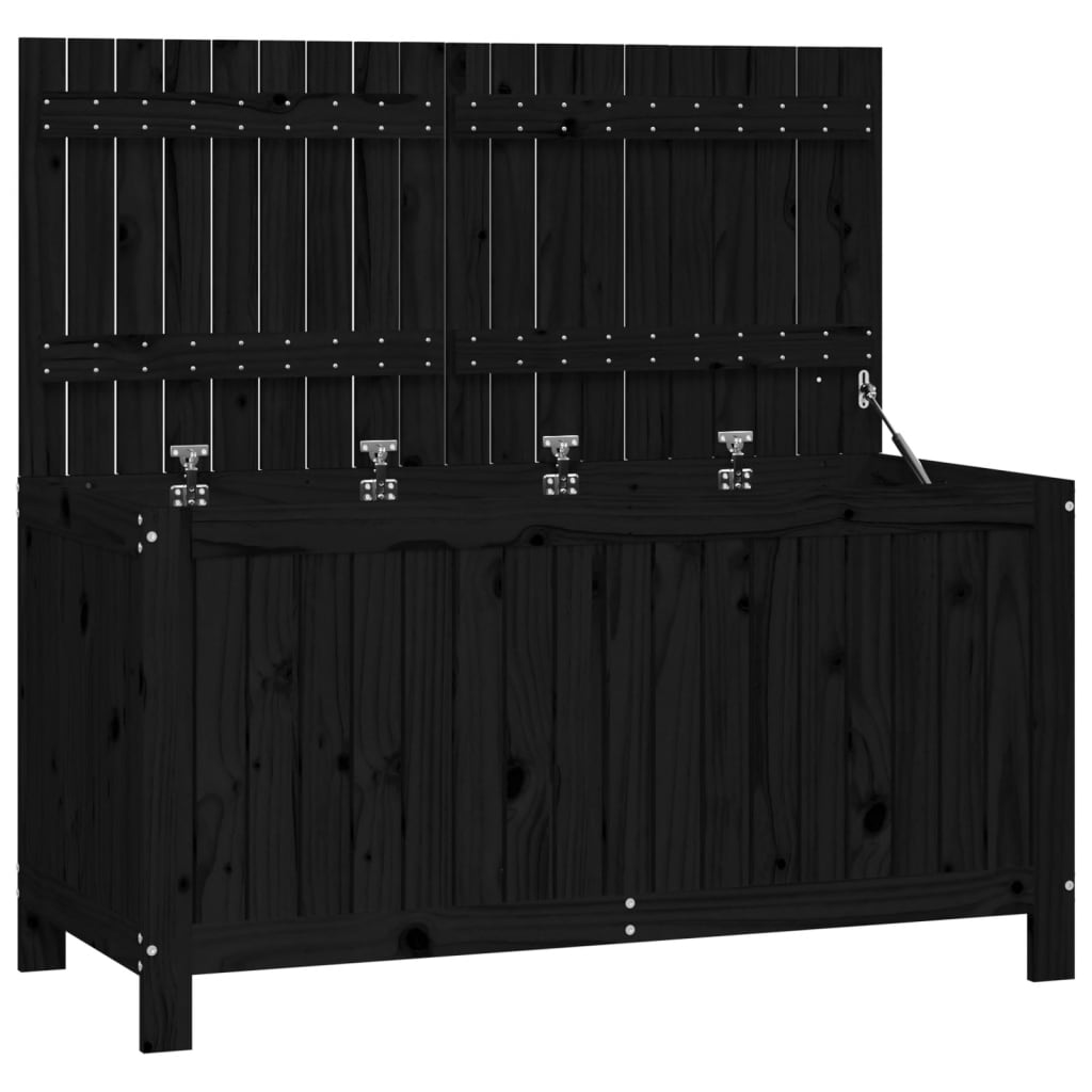 Gartentruhe Schwarz 121x55x64 cm Massivholz Kiefer - Pazzar.ch