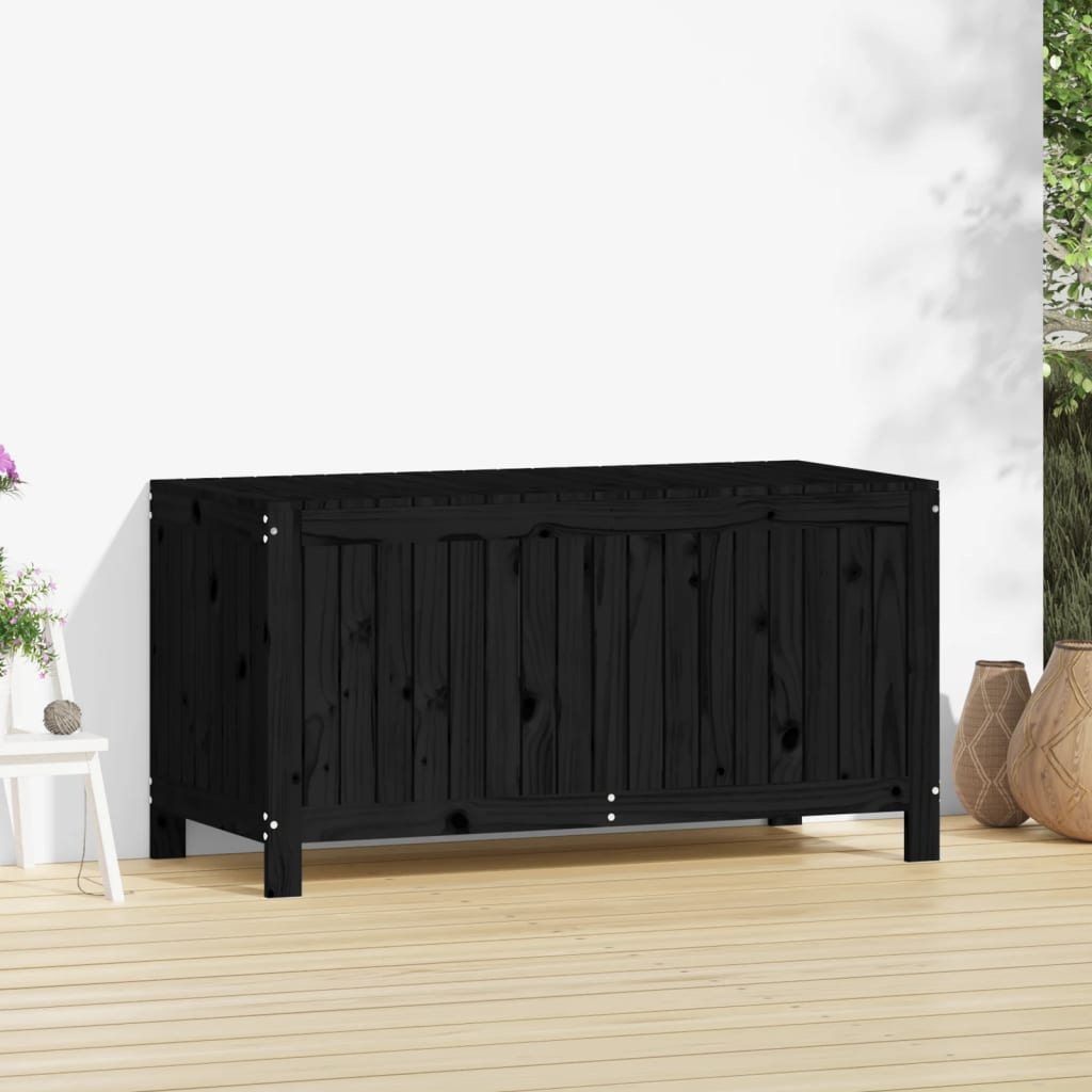 Gartentruhe Schwarz 121x55x64 cm Massivholz Kiefer - Pazzar.ch