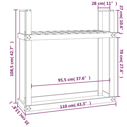 Kaminholzregal Weiß 110x35x108,5 cm Massivholz Kiefer - Pazzar.ch