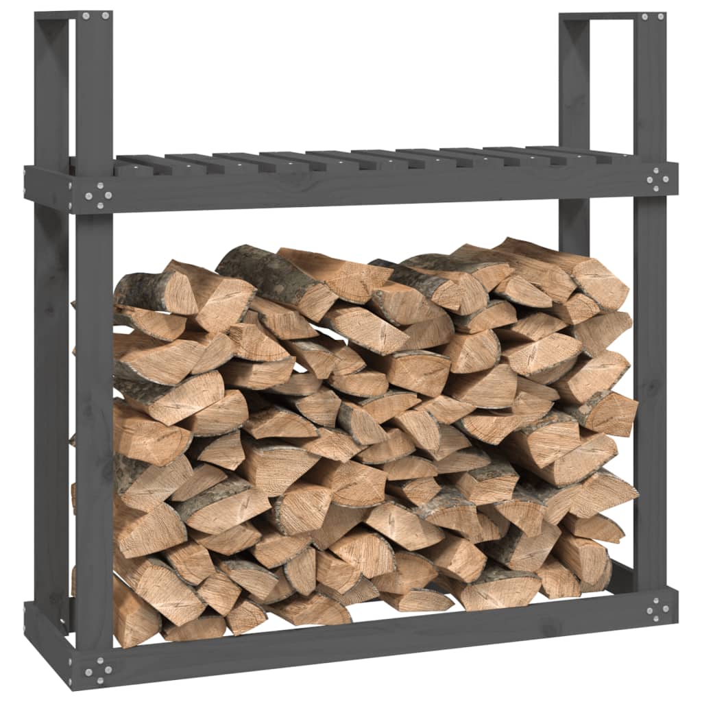 Kaminholzregal Grau 110x35x108,5 cm Massivholz Kiefer - Pazzar.ch