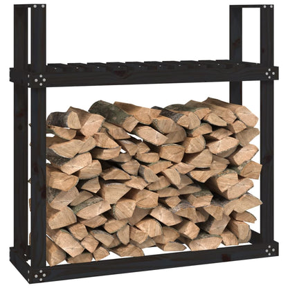 Kaminholzregal Schwarz 110x35x108,5 cm Massivholz Kiefer - Pazzar.ch