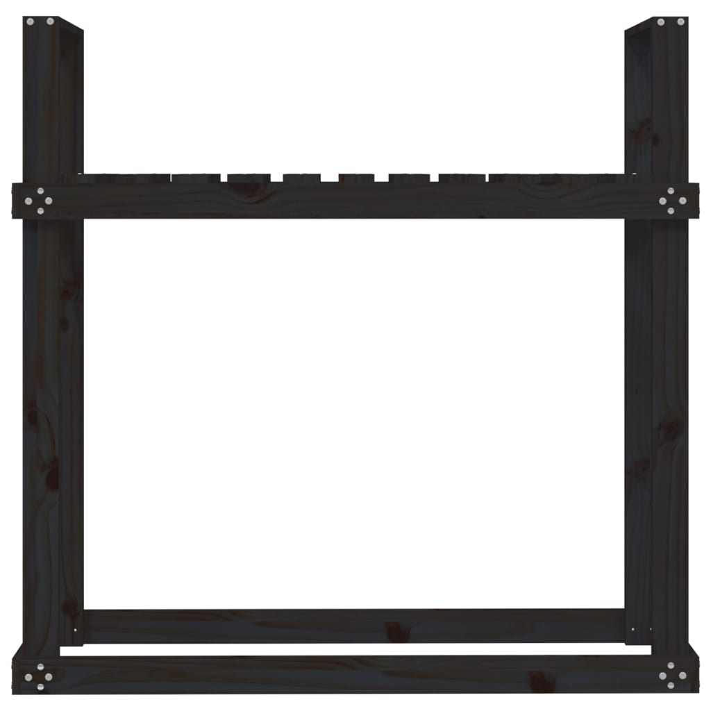 Kaminholzregal Schwarz 110x35x108,5 cm Massivholz Kiefer - Pazzar.ch