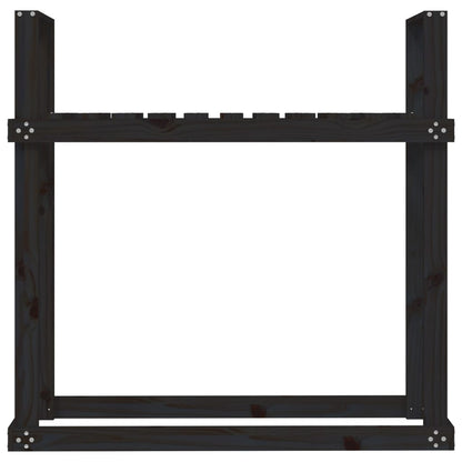 Kaminholzregal Schwarz 110x35x108,5 cm Massivholz Kiefer - Pazzar.ch
