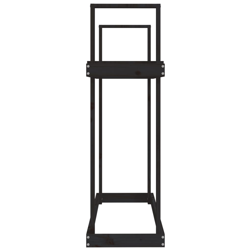 Kaminholzregal Schwarz 110x35x108,5 cm Massivholz Kiefer - Pazzar.ch