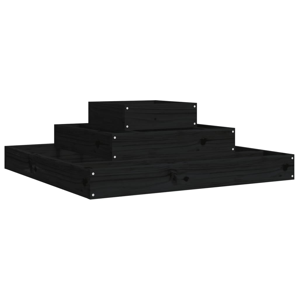 Pflanzkübel Schwarz 80x80x27 cm Massivholz Kiefer - Pazzar.ch