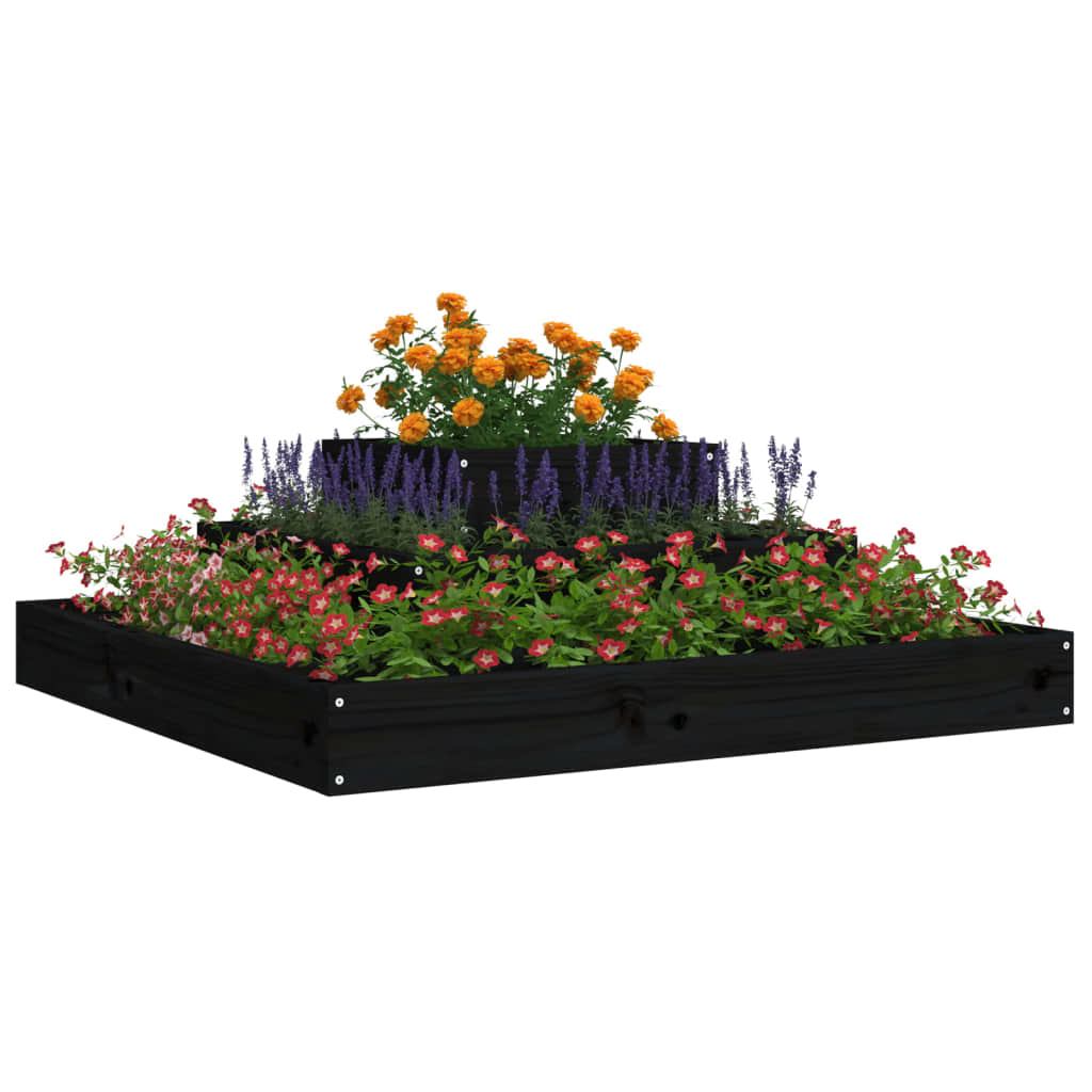 Pflanzkübel Schwarz 80x80x27 cm Massivholz Kiefer - Pazzar.ch