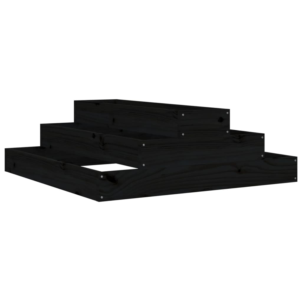 Pflanzkübel Schwarz 80x80x27 cm Massivholz Kiefer - Pazzar.ch
