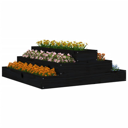 Pflanzkübel Schwarz 80x80x27 cm Massivholz Kiefer - Pazzar.ch