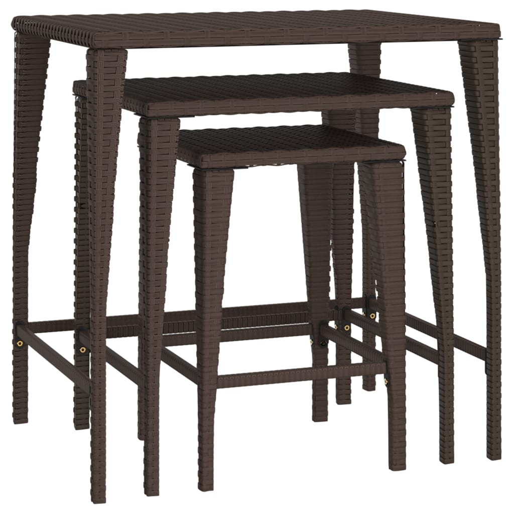 Satztische 3 Stk. Braun Poly Rattan - Pazzar.ch