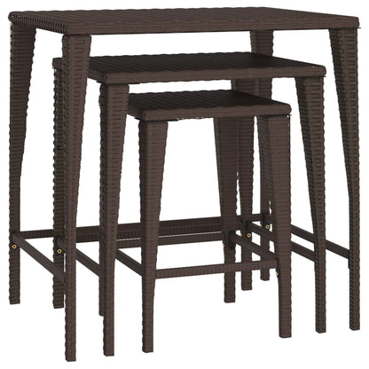 Satztische 3 Stk. Braun Poly Rattan - Pazzar.ch