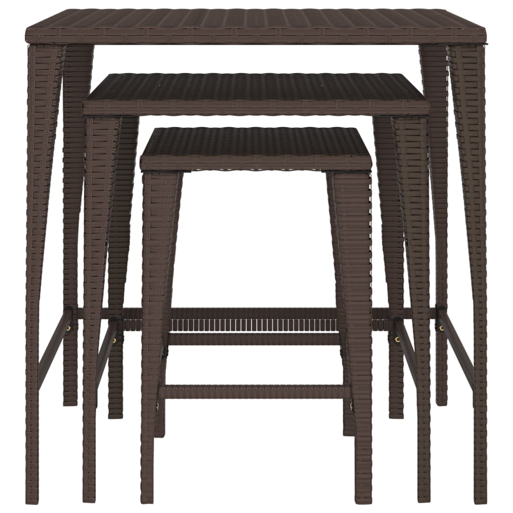 Satztische 3 Stk. Braun Poly Rattan - Pazzar.ch