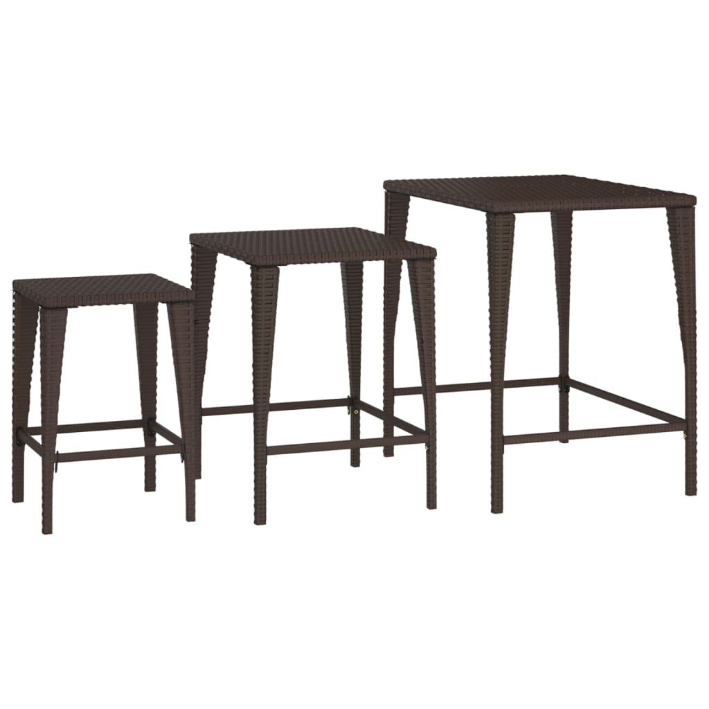 Satztische 3 Stk. Braun Poly Rattan - Pazzar.ch