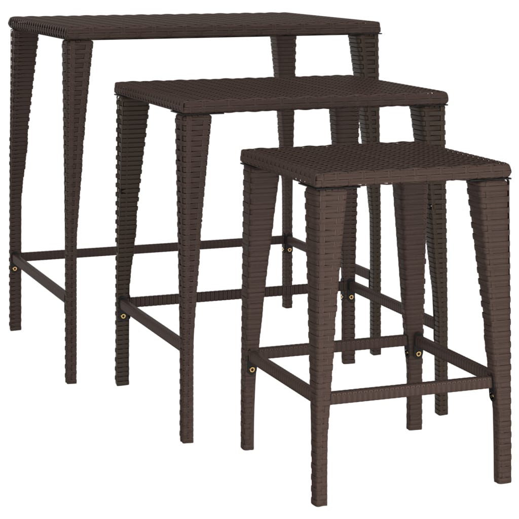 Satztische 3 Stk. Braun Poly Rattan - Pazzar.ch