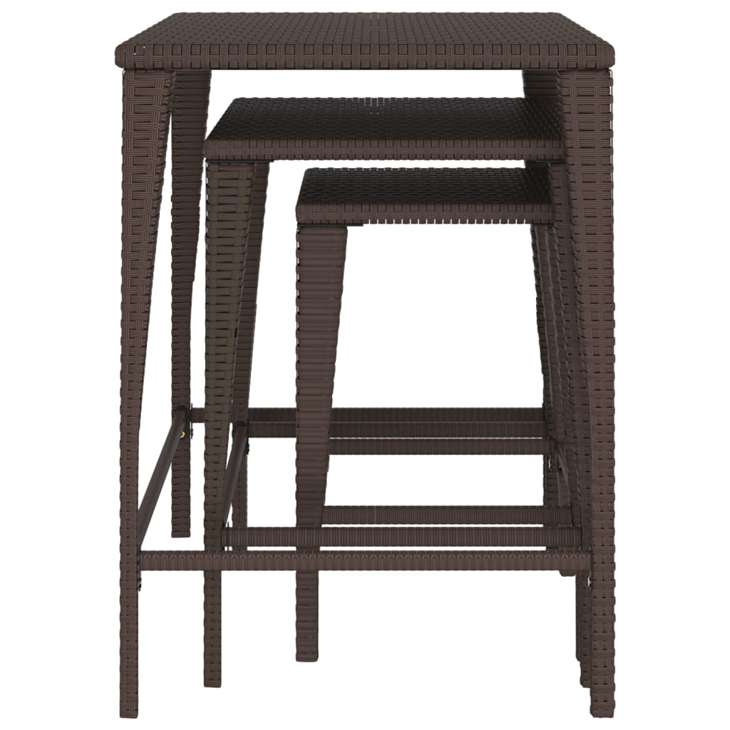 Satztische 3 Stk. Braun Poly Rattan - Pazzar.ch