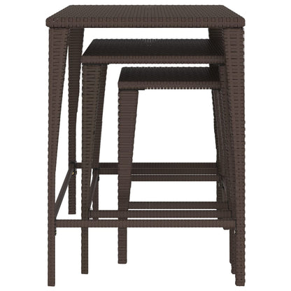 Satztische 3 Stk. Braun Poly Rattan - Pazzar.ch