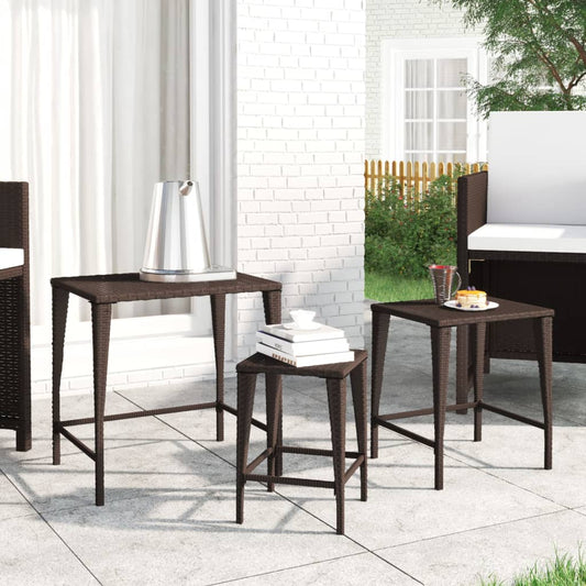 Satztische 3 Stk. Braun Poly Rattan - Pazzar.ch