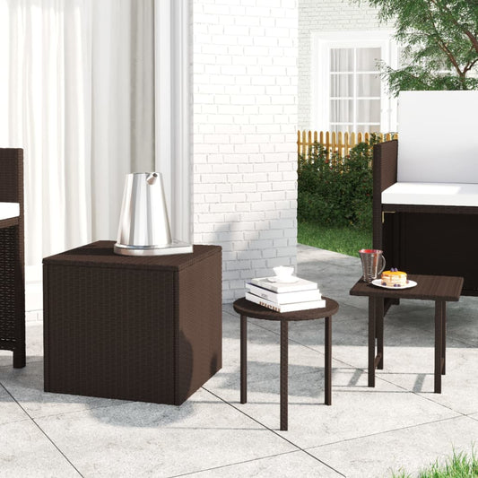 Beistelltische 3 Stk. Braun Poly Rattan - Pazzar.ch