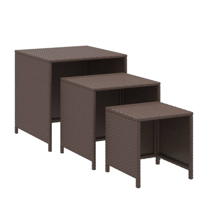 Satztische 3 Stk. Braun Poly Rattan - Pazzar.ch