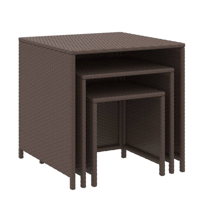 Satztische 3 Stk. Braun Poly Rattan - Pazzar.ch