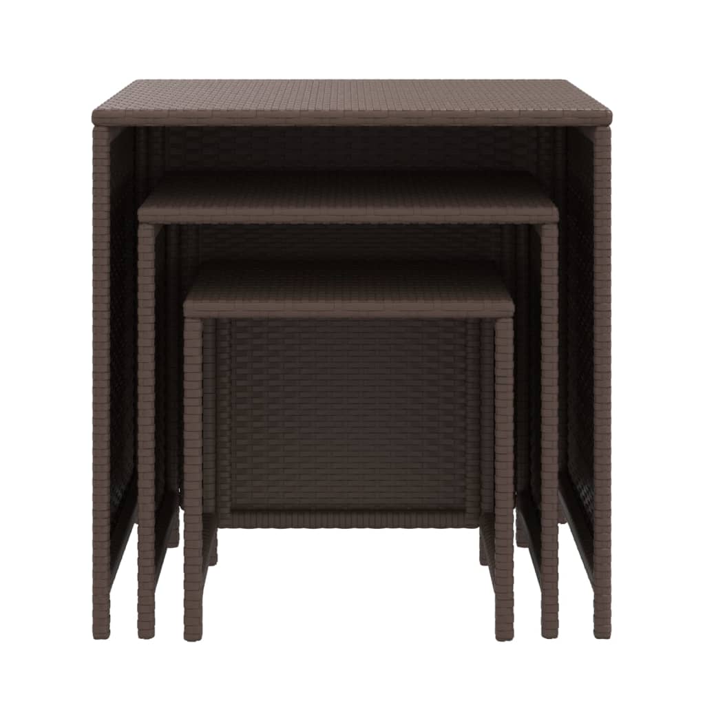 Satztische 3 Stk. Braun Poly Rattan - Pazzar.ch