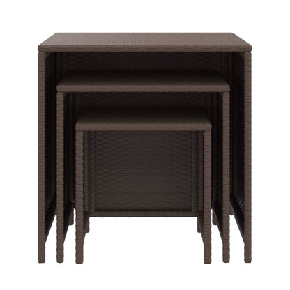 Satztische 3 Stk. Braun Poly Rattan - Pazzar.ch