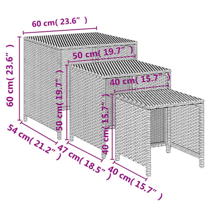 Satztische 3 Stk. Braun Poly Rattan - Pazzar.ch
