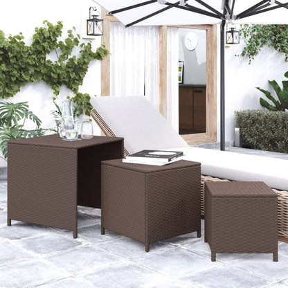 Satztische 3 Stk. Braun Poly Rattan - Pazzar.ch