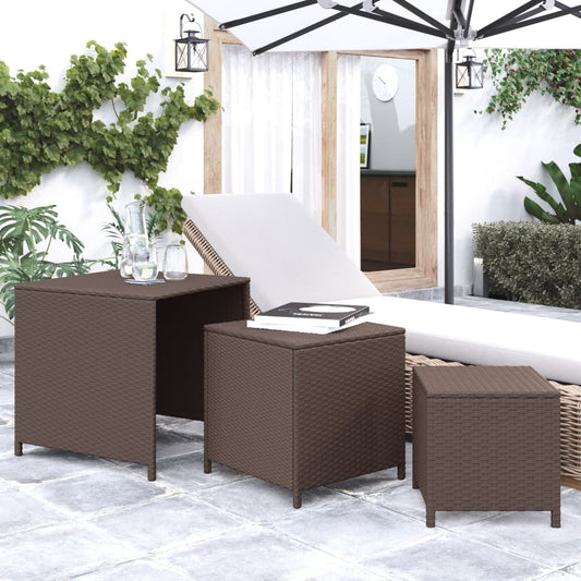 Satztische 3 Stk. Braun Poly Rattan - Pazzar.ch