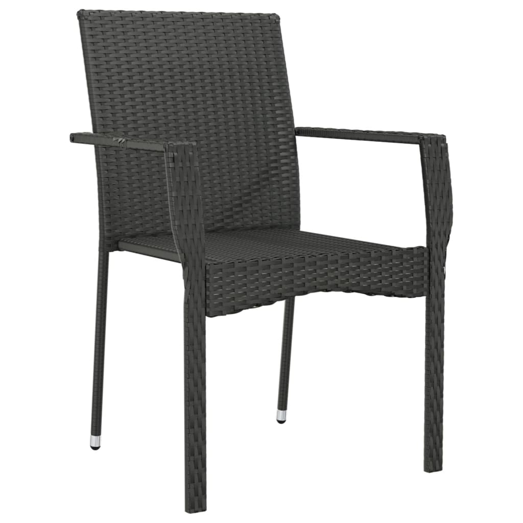 Gartenstühle mit Kissen 2 Stk. Poly Rattan Schwarz - Pazzar.ch