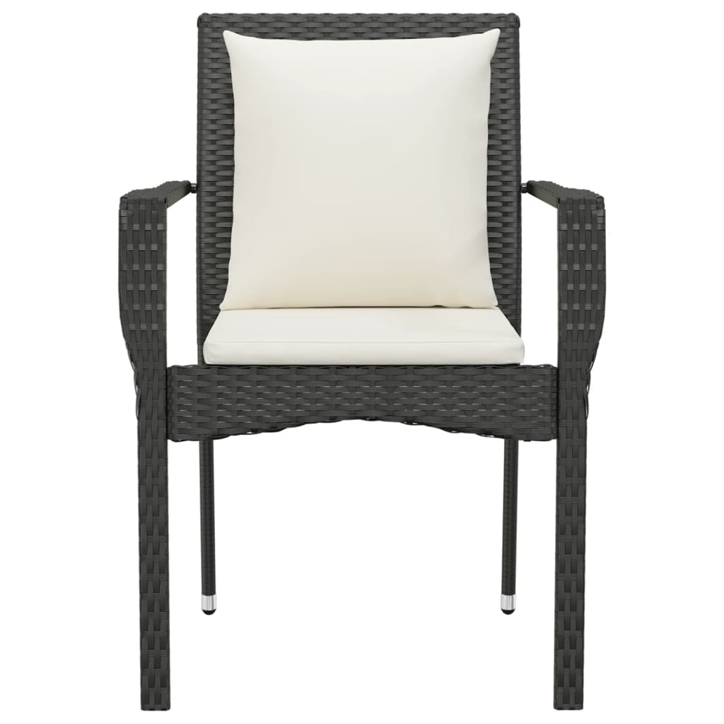 Gartenstühle mit Kissen 2 Stk. Poly Rattan Schwarz - Pazzar.ch