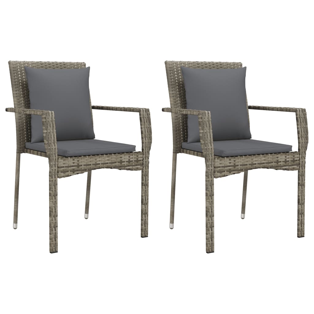 Gartenstühle mit Kissen 2 Stk. Poly Rattan Grau - Pazzar.ch