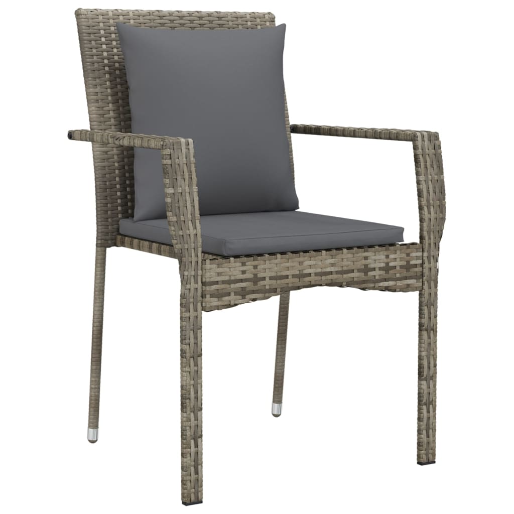 Gartenstühle mit Kissen 2 Stk. Poly Rattan Grau - Pazzar.ch