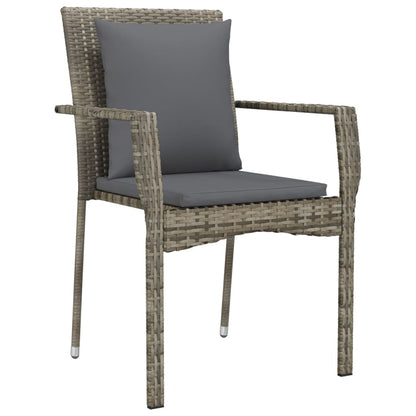 Gartenstühle mit Kissen 2 Stk. Poly Rattan Grau - Pazzar.ch