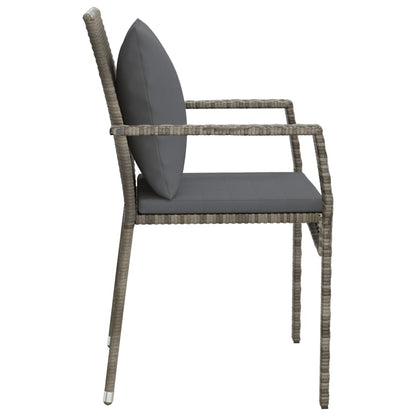 Gartenstühle mit Kissen 2 Stk. Poly Rattan Grau - Pazzar.ch