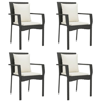 Gartenstühle mit Kissen 4 Stk. Poly Rattan Schwarz - Pazzar.ch